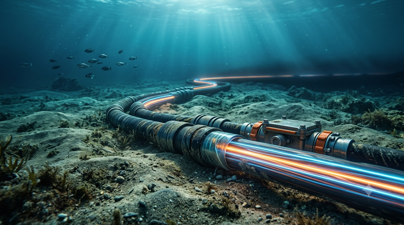 Câbles de communication sous-marins posés au fond de l'océan