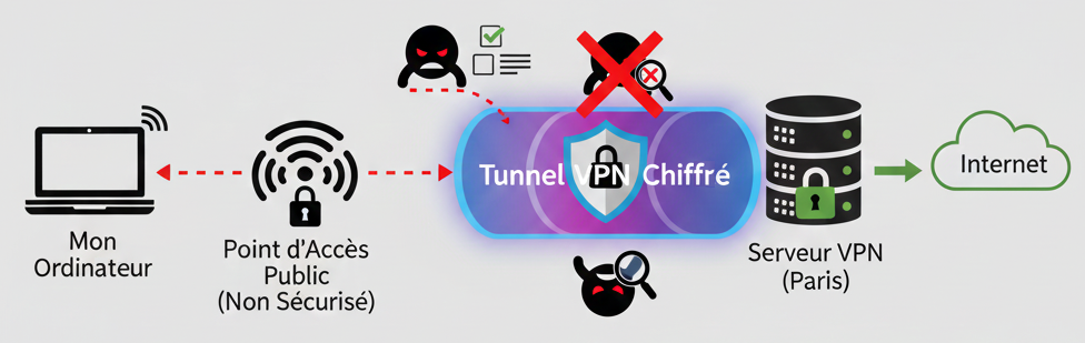Schema du VPN via un point d'accès public